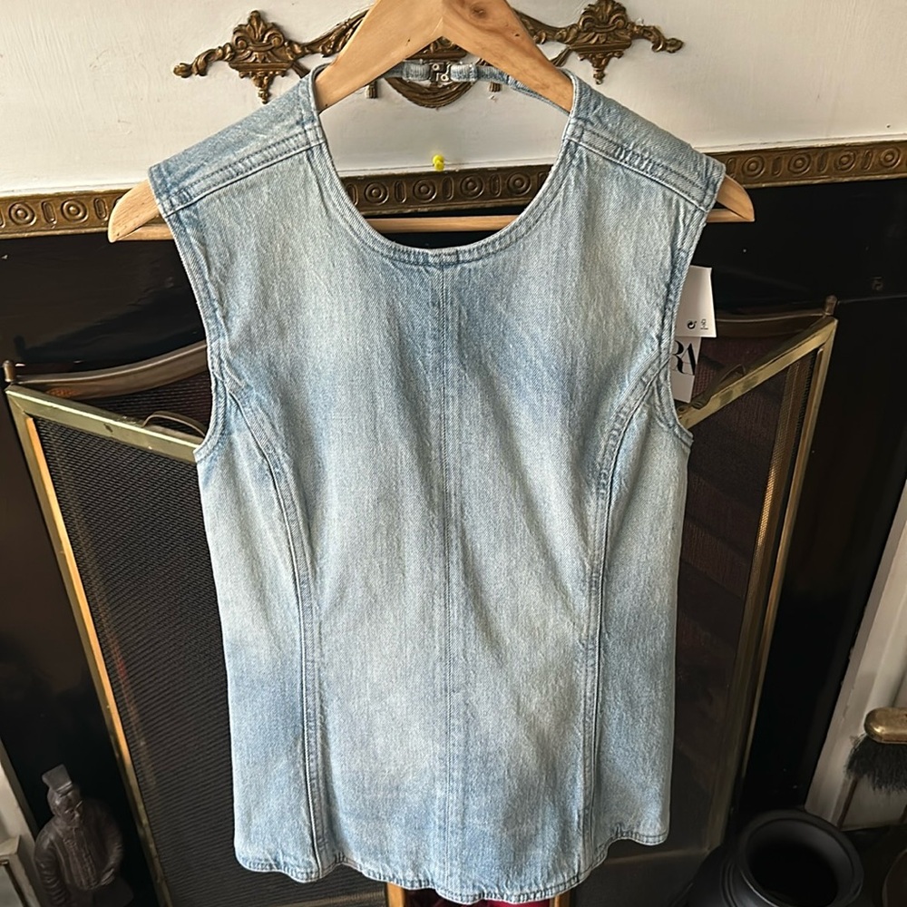 ZARA Open Back Denim Top